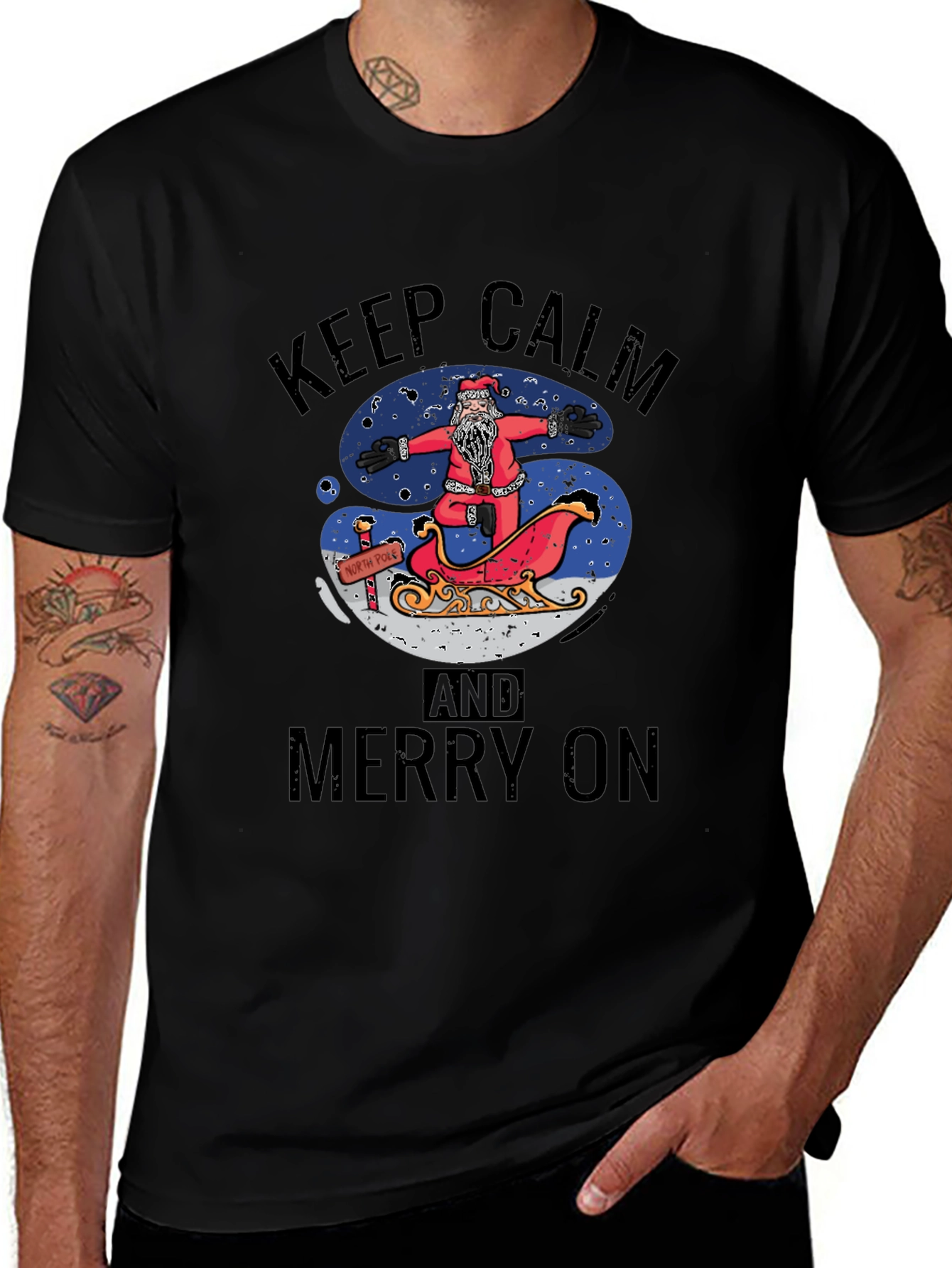 Keep Calm and Merry On Santa T-Shirt