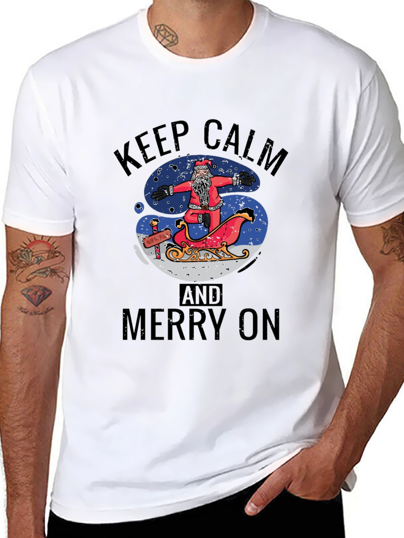 Keep Calm and Merry On Santa T-Shirt