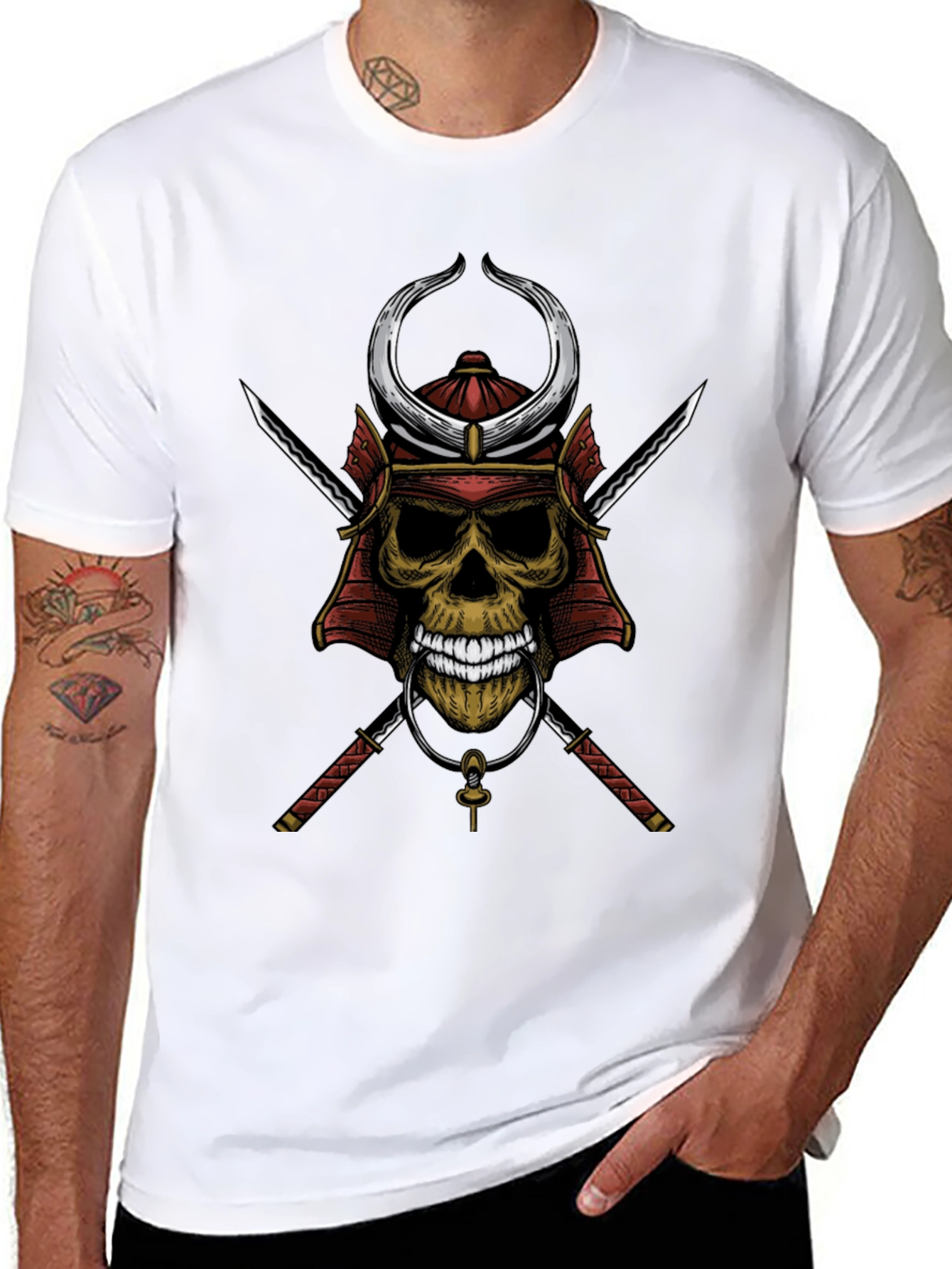 Samurai Skull Graphic T-Shirt