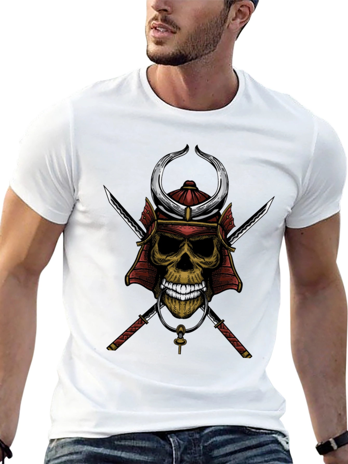 Samurai Skull Graphic T-Shirt