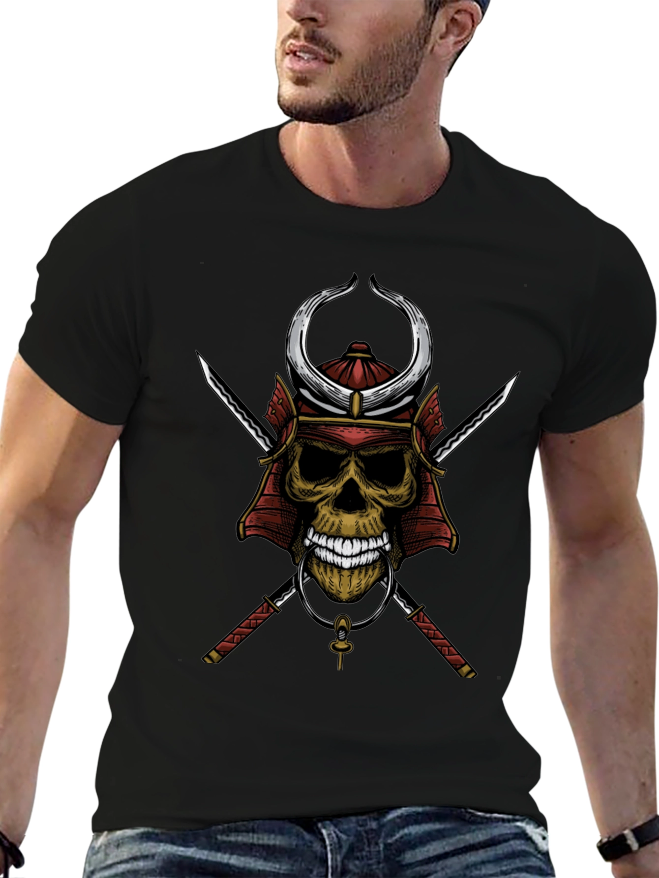 Samurai Skull Graphic T-Shirt
