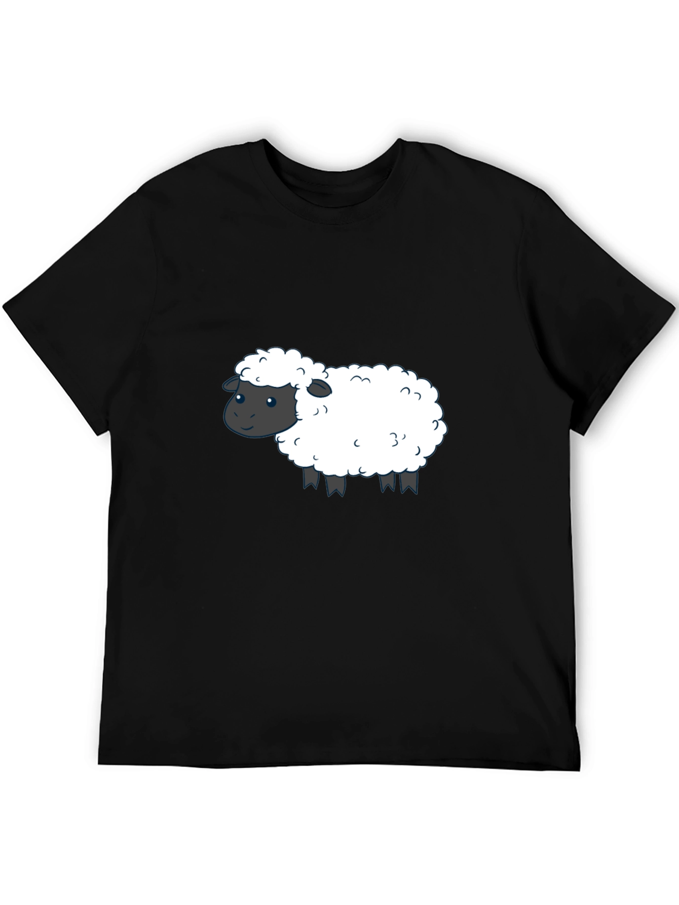 Cute Sheep Graphic T-Shirt - Black Cotton Tee
