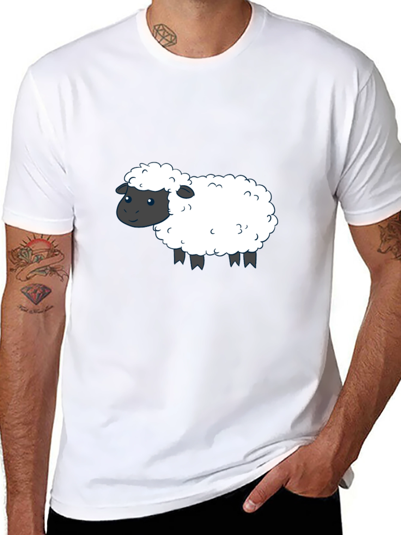 Cute Sheep Graphic T-Shirt - Black Cotton Tee