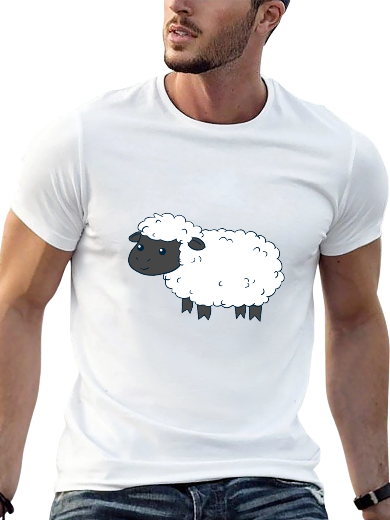 Cute Sheep Graphic T-Shirt - Black Cotton Tee