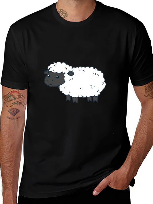 Cute Sheep Graphic T-Shirt - Black Cotton Tee