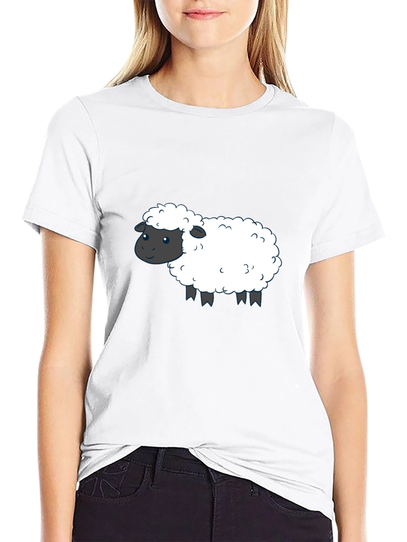 Cute Sheep Graphic T-Shirt - Black Cotton Tee