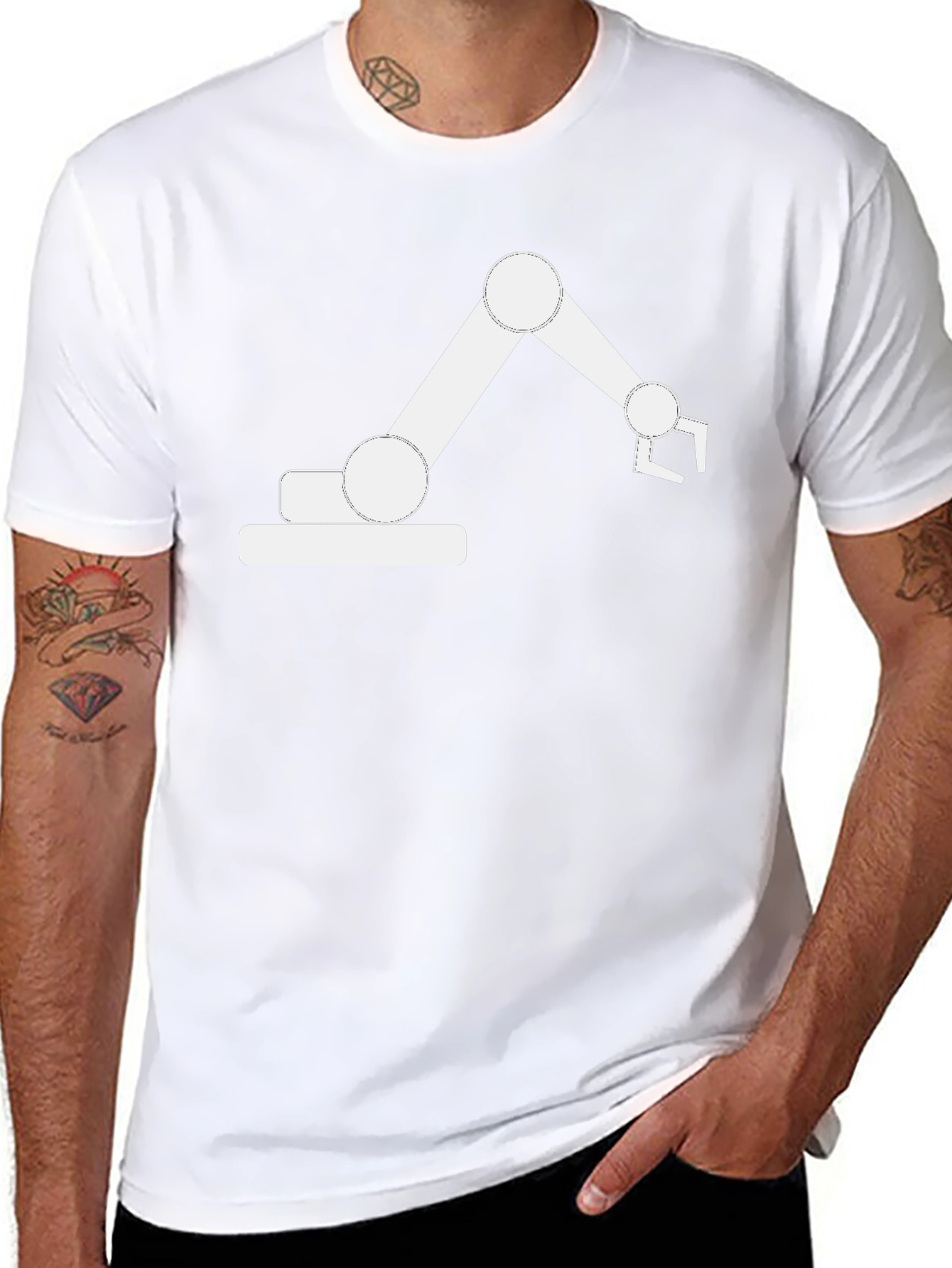 Robotic Arm Graphic Tee - Cool Black T-Shirt