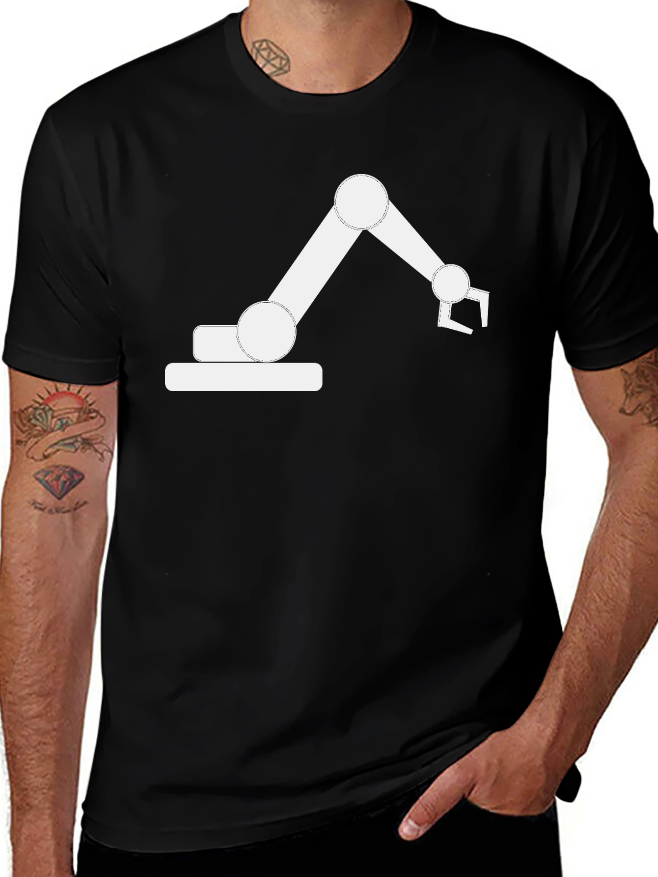 Robotic Arm Graphic Tee - Cool Black T-Shirt