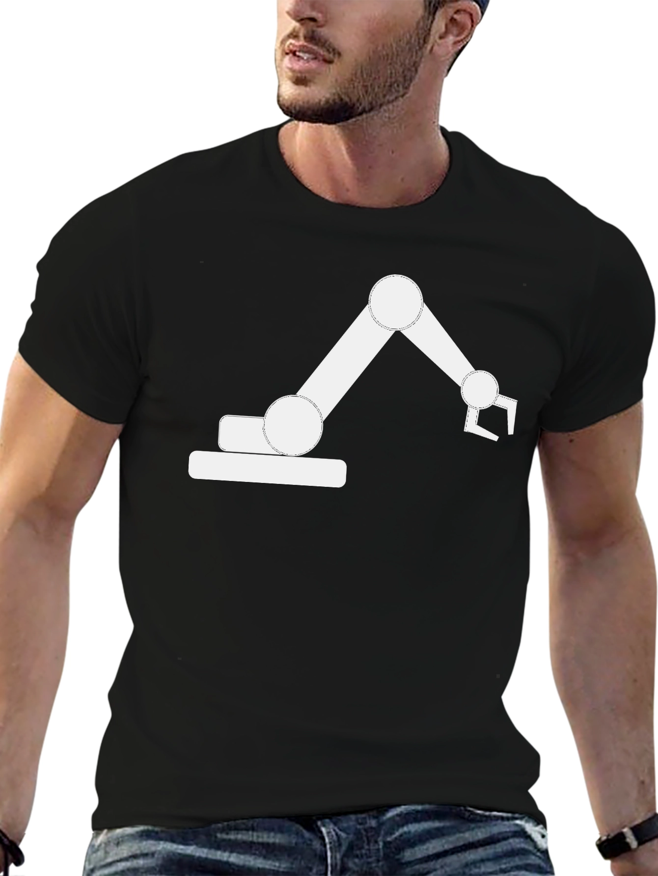 Robotic Arm Graphic Tee - Cool Black T-Shirt