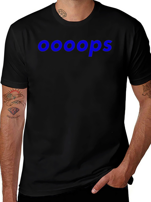 Ooooops Graphic Tee - Black Cotton Blend Casual T-Shirt