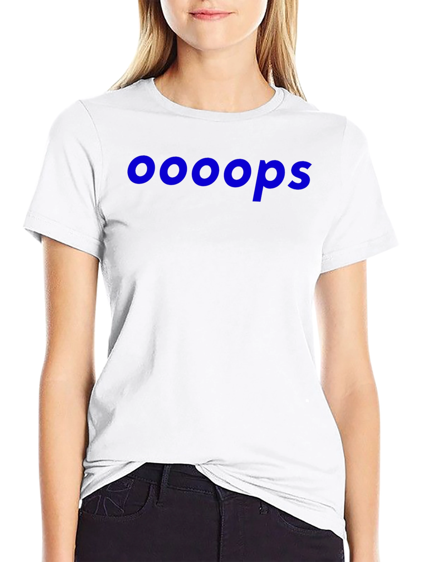 Ooooops Graphic Tee - Black Cotton Blend Casual T-Shirt