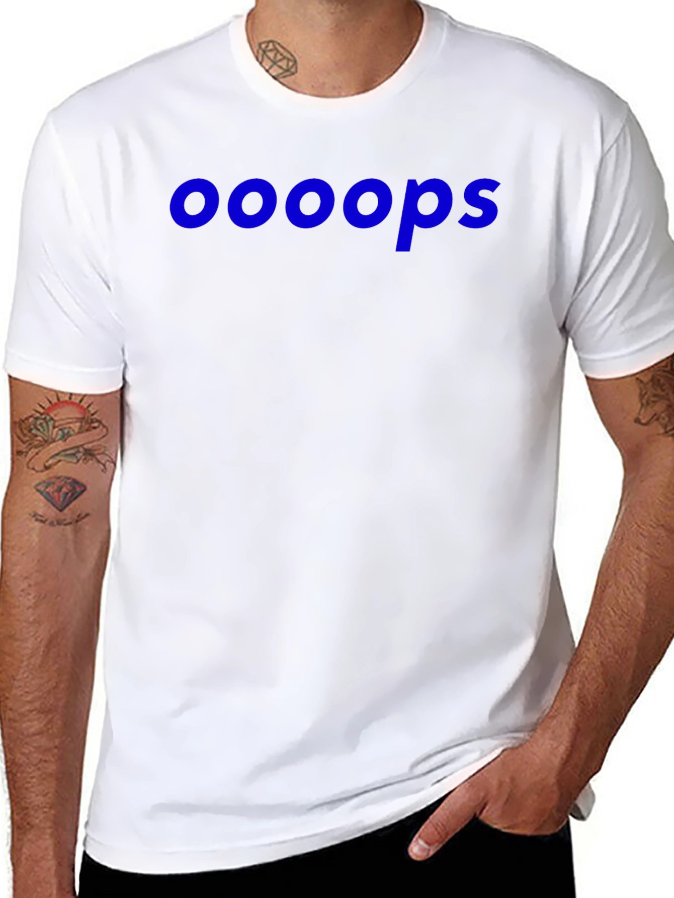 Ooooops Graphic Tee - Black Cotton Blend Casual T-Shirt