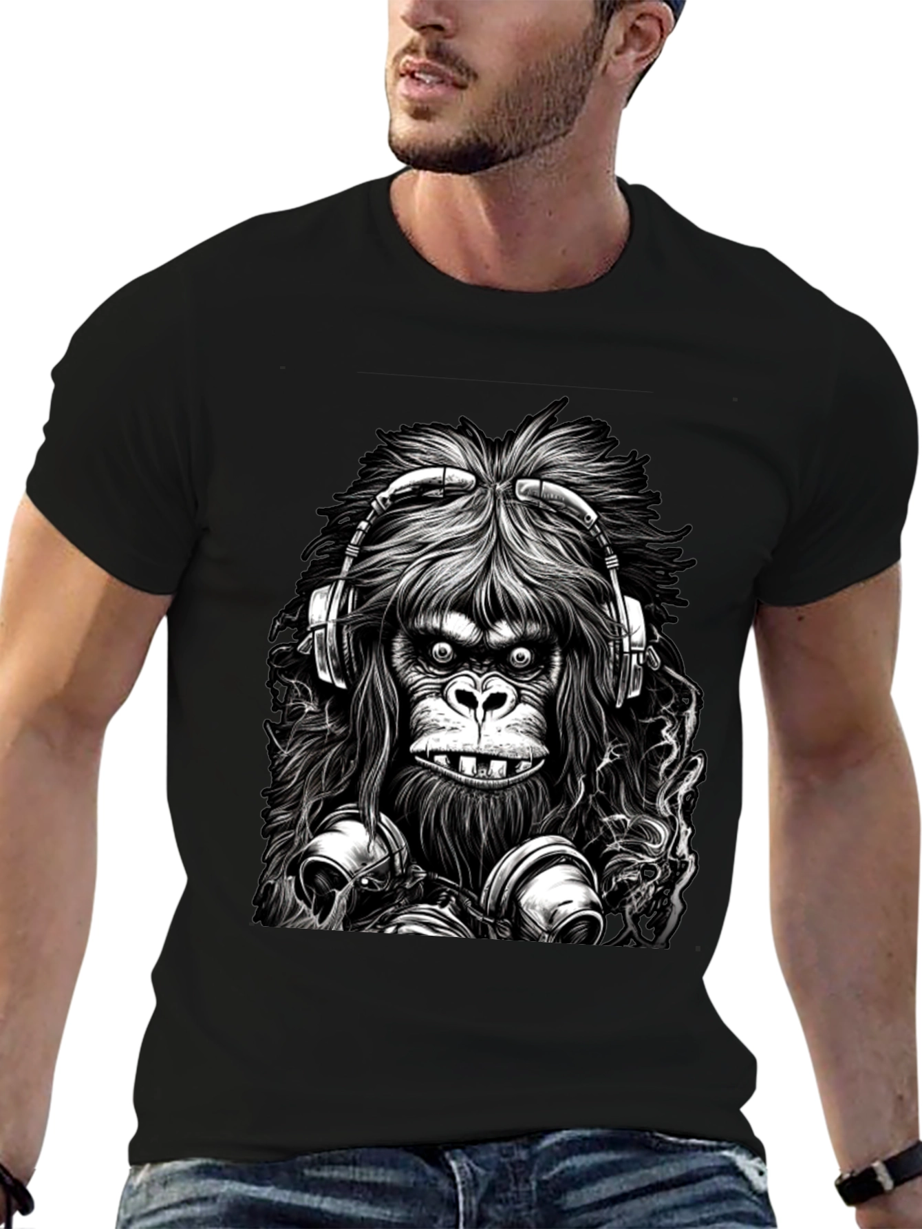 Cool Gorilla DJ Graphic Tee - Black
