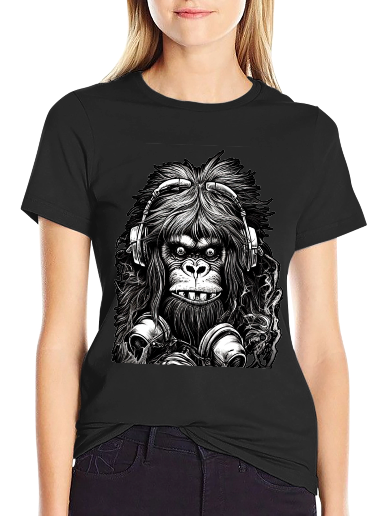 Cool Gorilla DJ Graphic Tee - Black