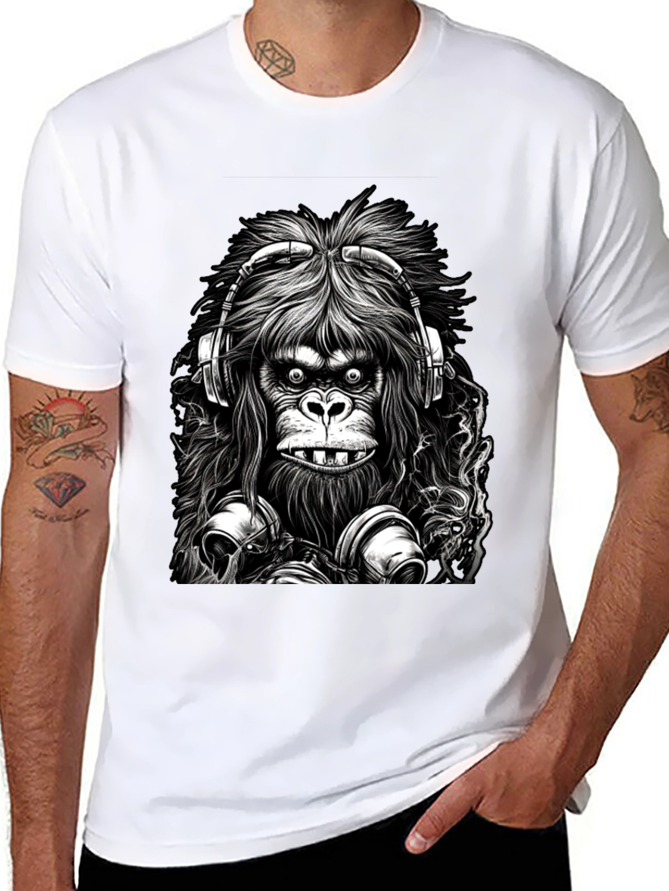 Cool Gorilla DJ Graphic Tee - Black