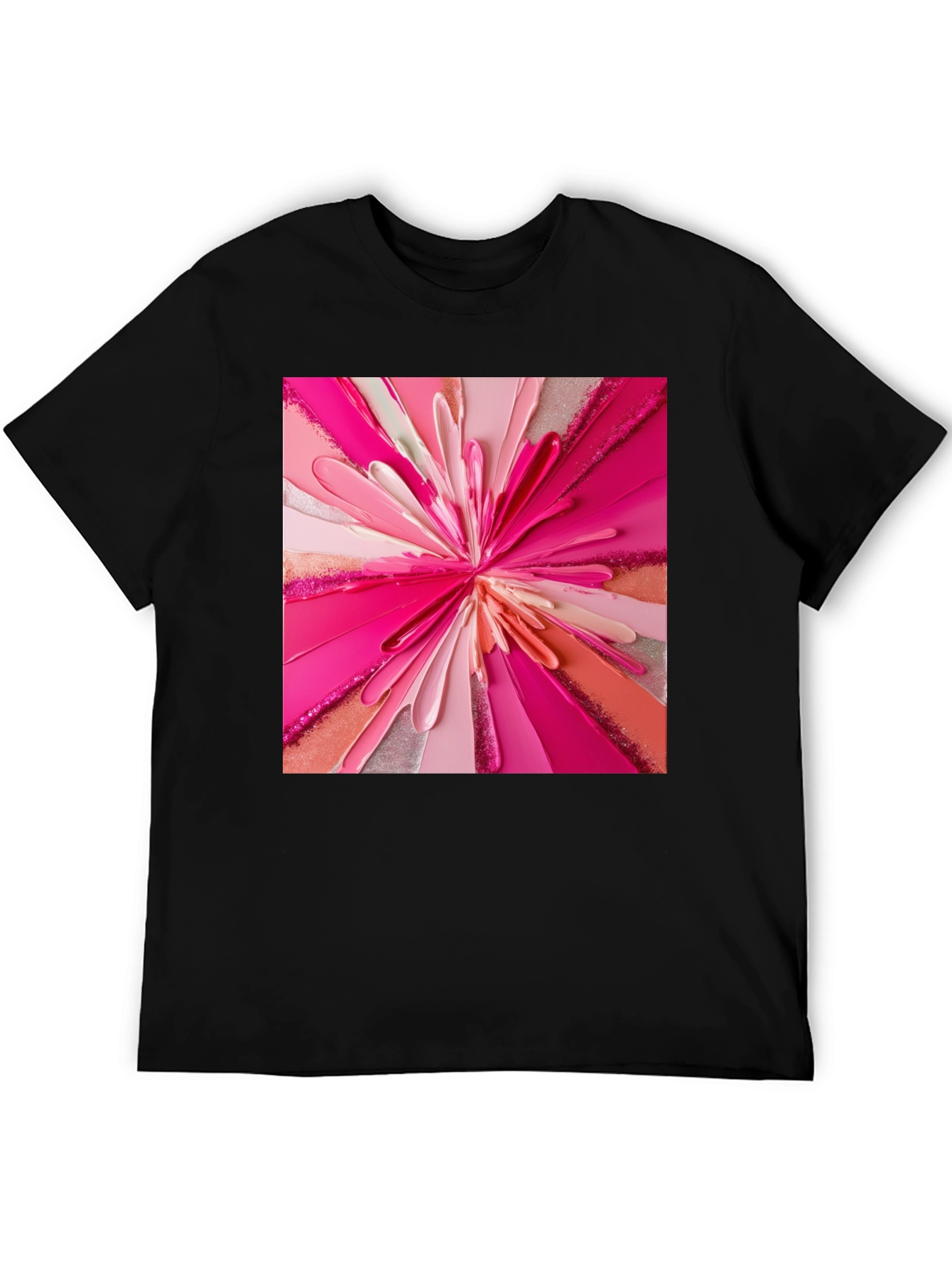 Abstract Pink Burst Graphic Tee - Modern Art Shirt