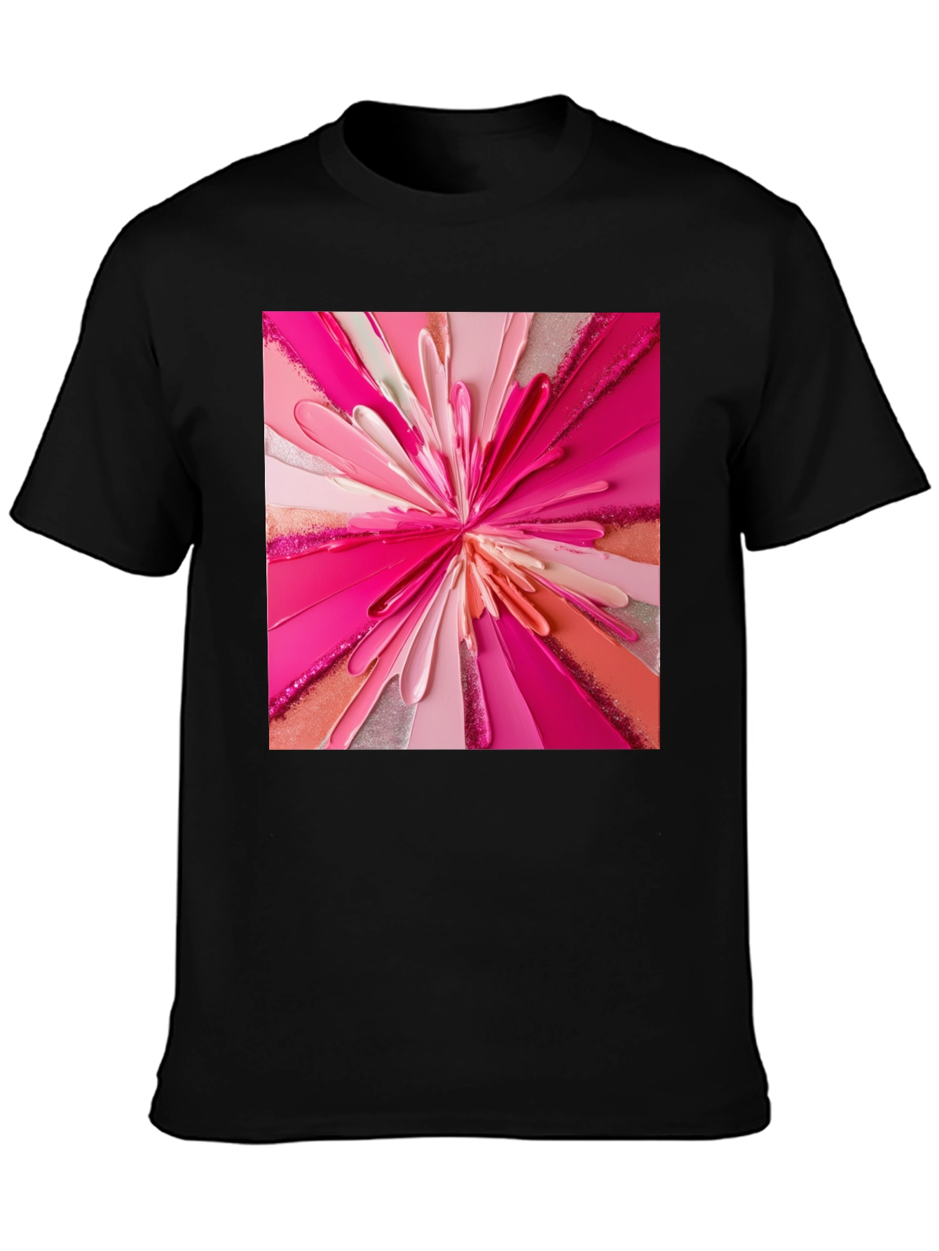 Abstract Pink Burst Graphic Tee - Modern Art Shirt