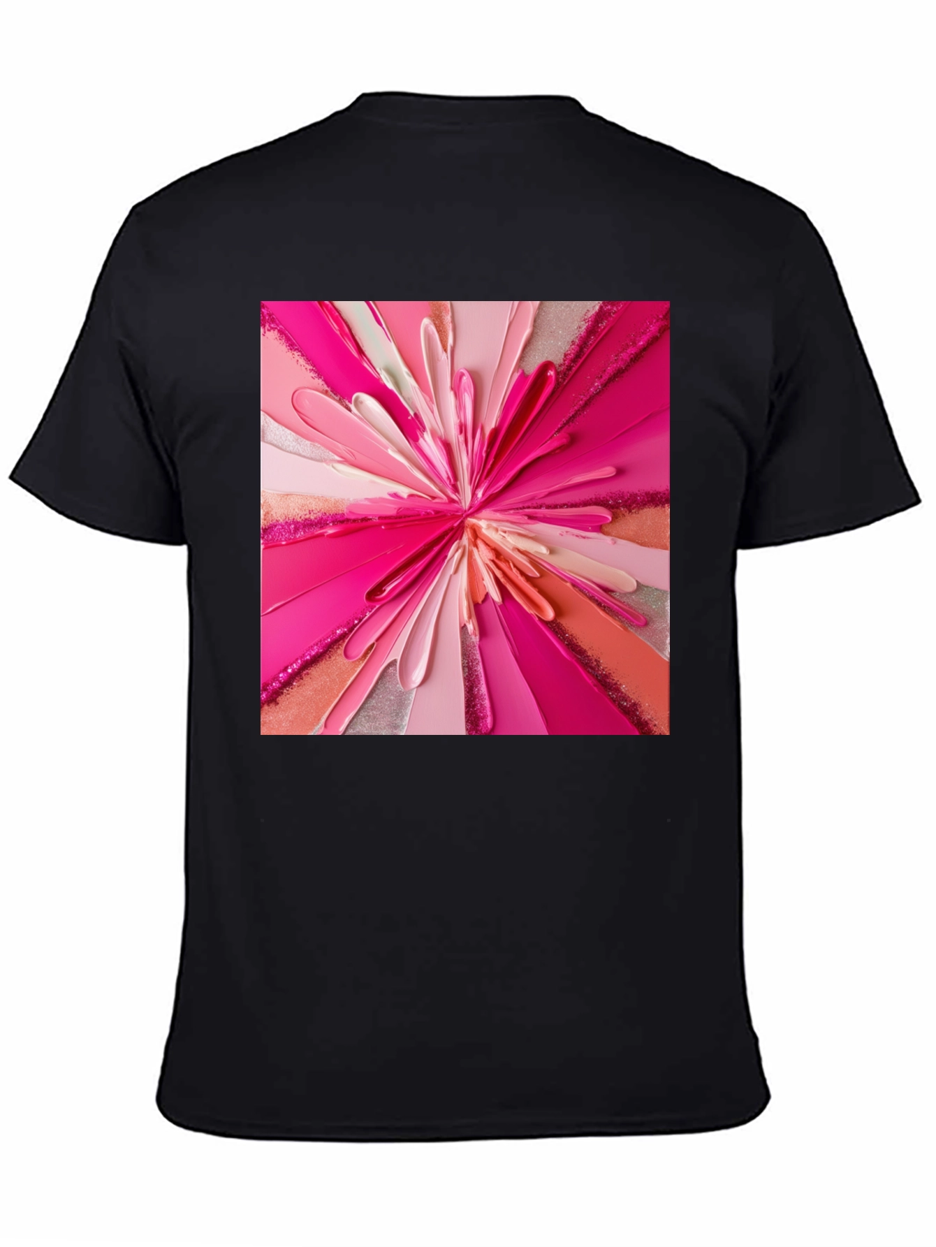 Abstract Pink Burst Graphic Tee - Modern Art Shirt