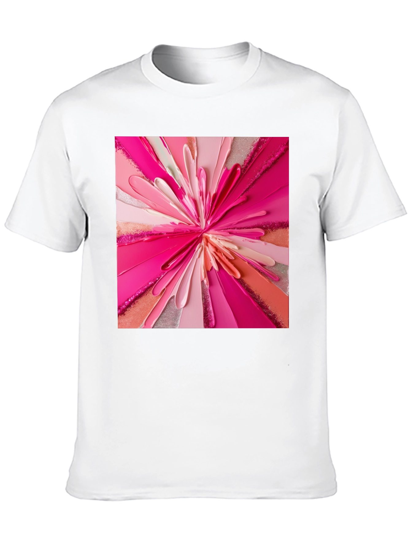 Abstract Pink Burst Graphic Tee - Modern Art Shirt