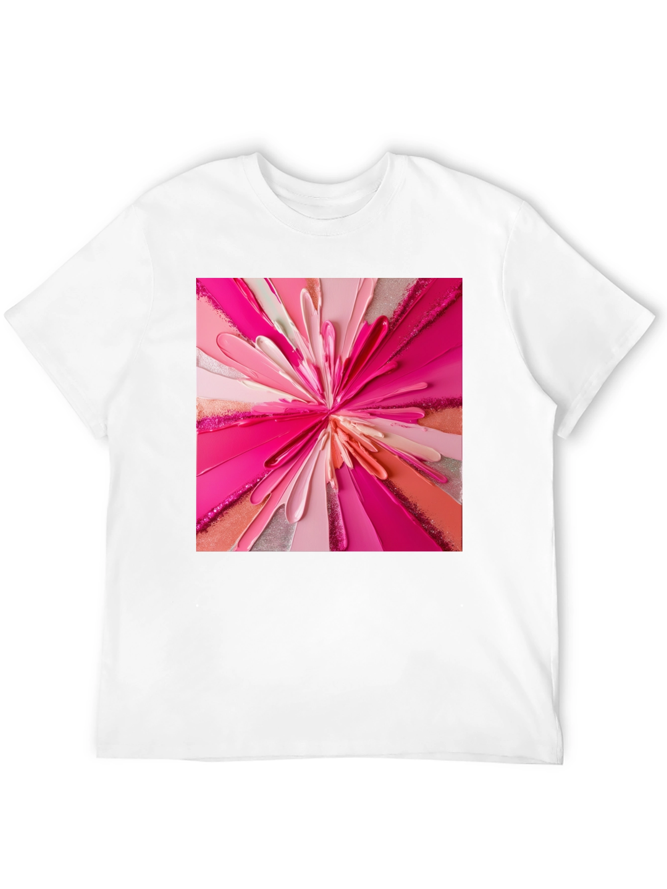 Abstract Pink Burst Graphic Tee - Modern Art Shirt