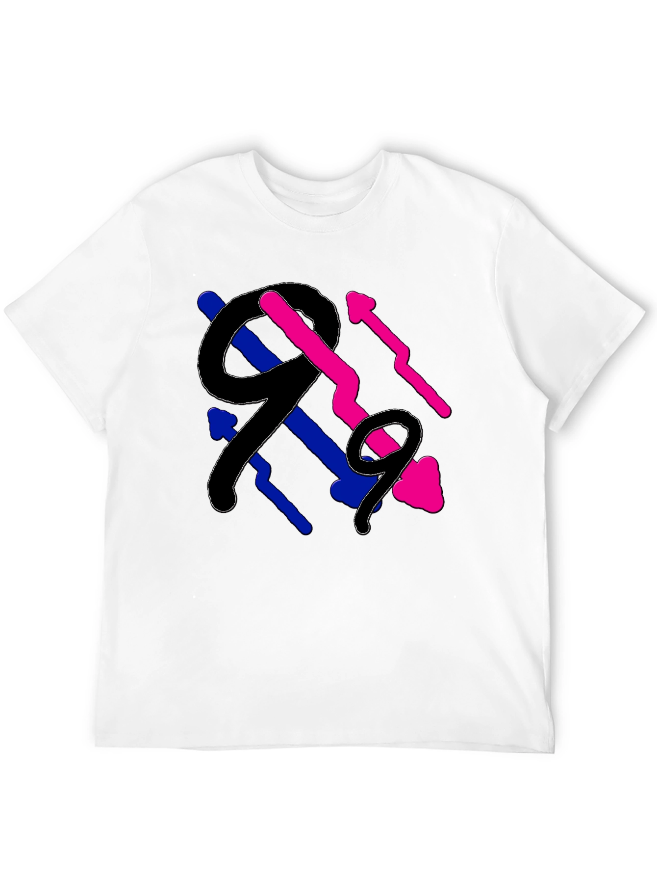Abstract Number Graphic Print Black T-Shirt