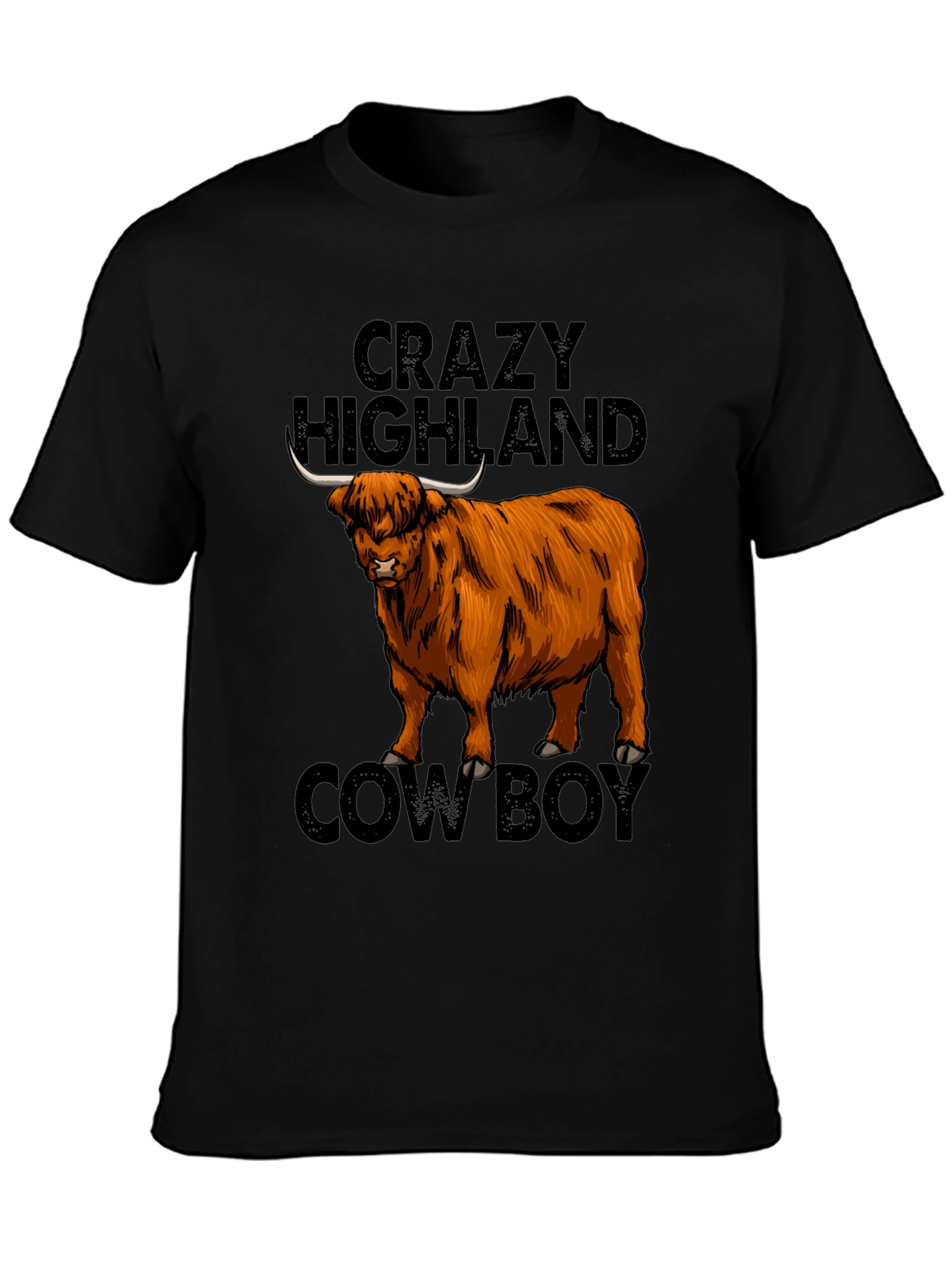 Crazy Highland Cowboy Graphic T-Shirt