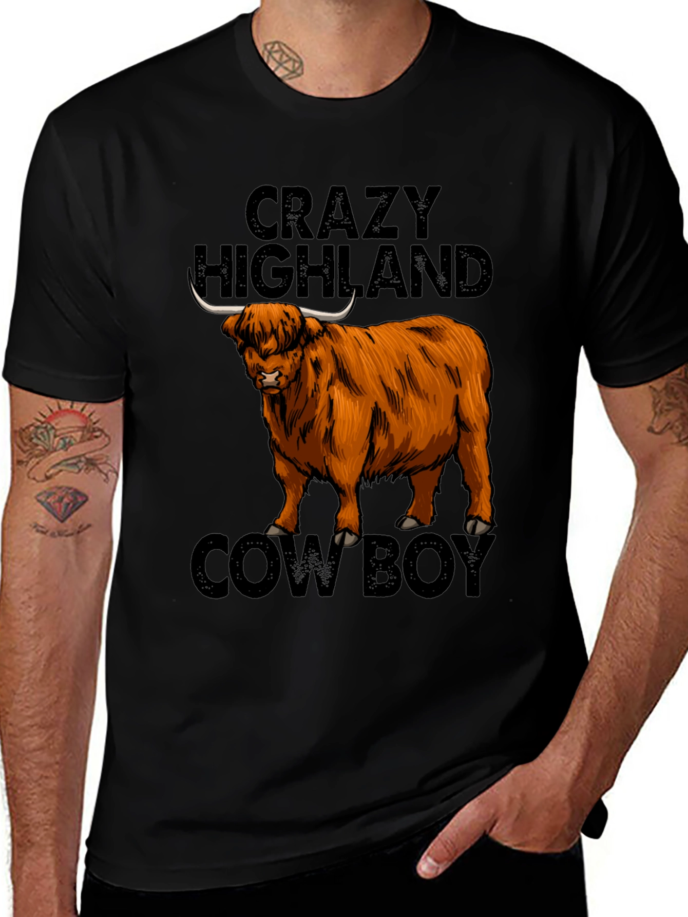Crazy Highland Cowboy Graphic T-Shirt