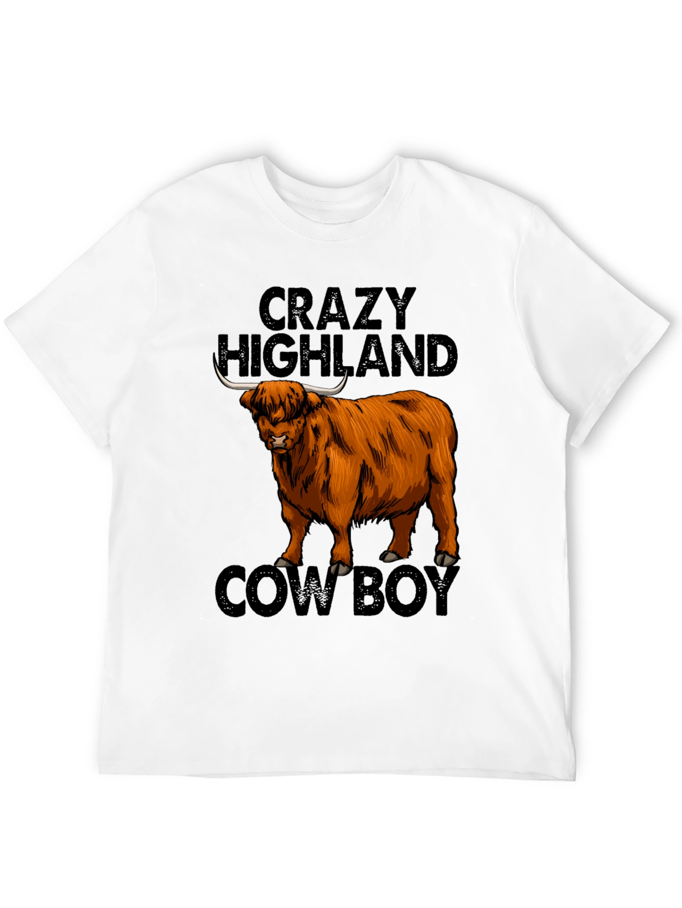 Crazy Highland Cowboy Graphic T-Shirt