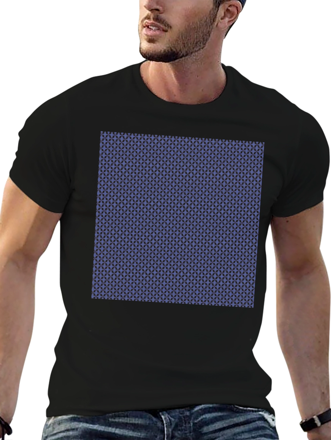 Stylish Geometric Print Tee - Modern Black T-Shirt