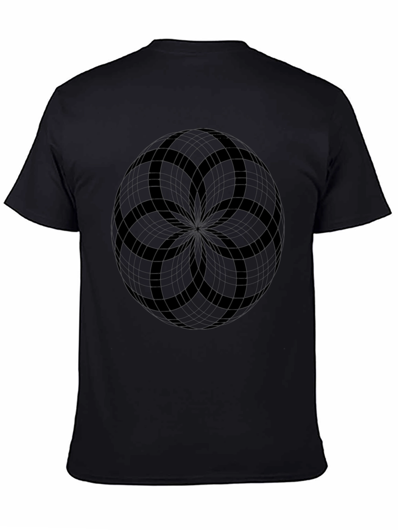 Geometric Flower of Life Mens Black T-Shirt