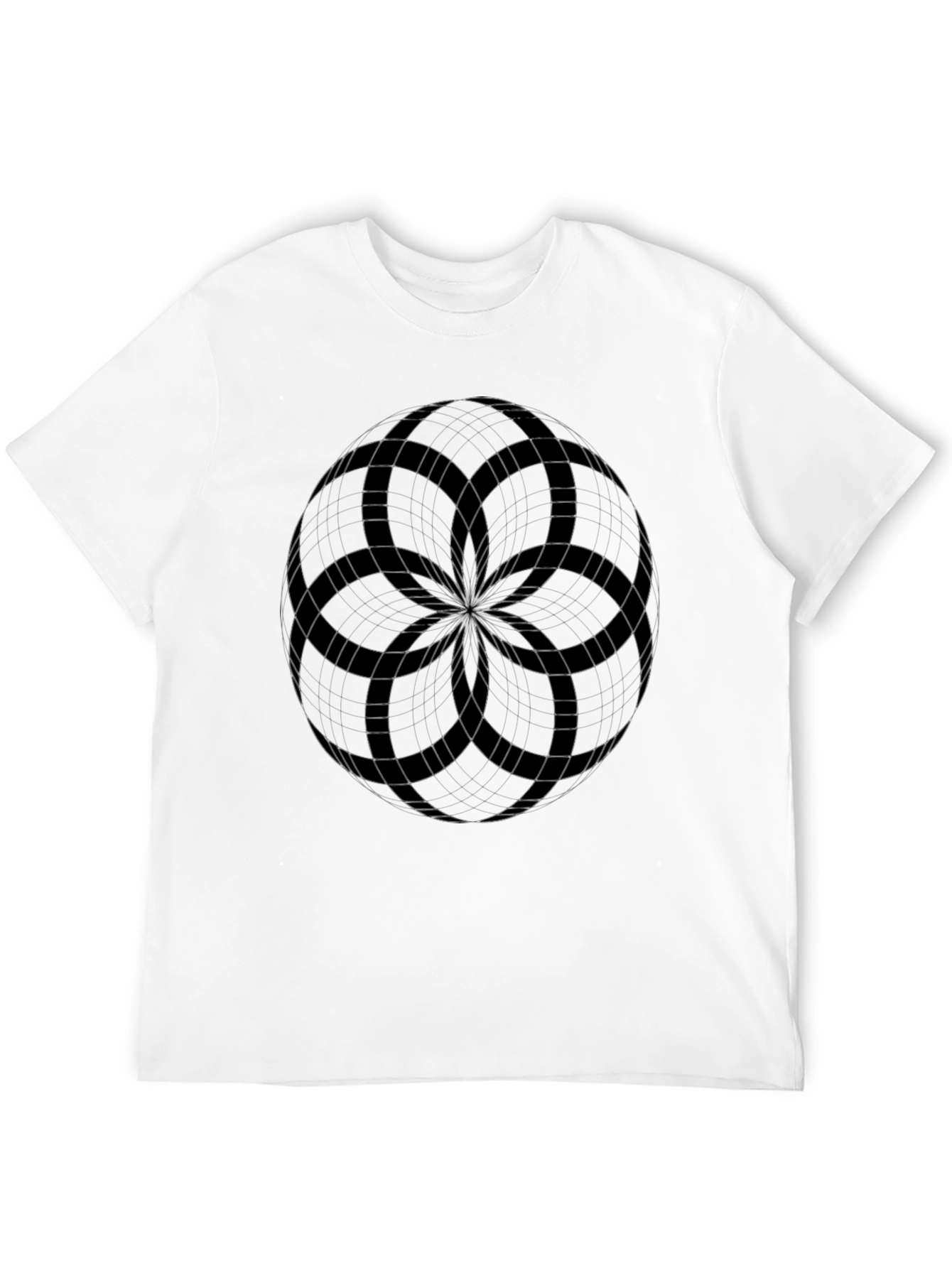 Geometric Flower of Life Mens Black T-Shirt