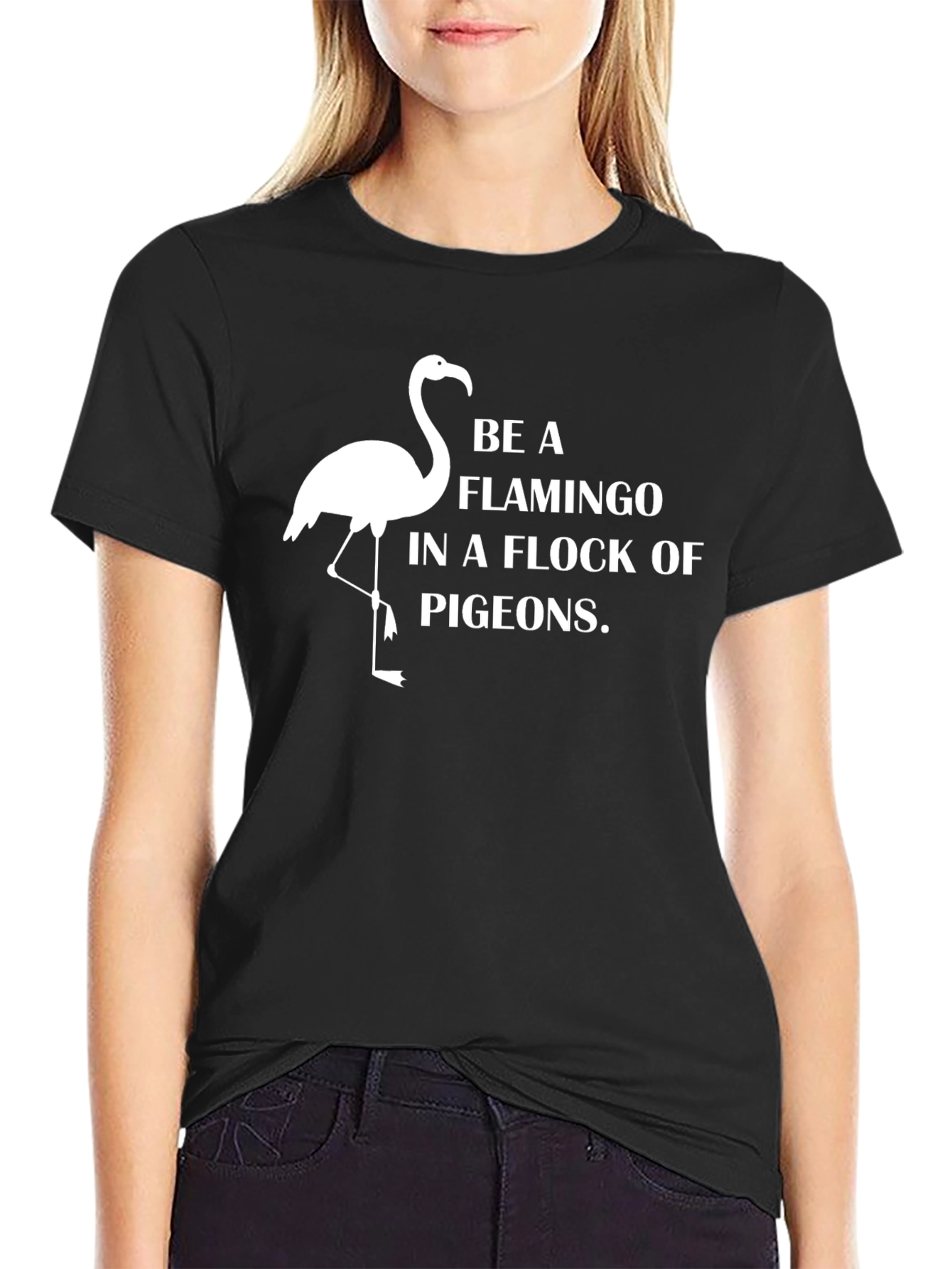 Be a Flamingo T-Shirt - Black Cotton Graphic Tee