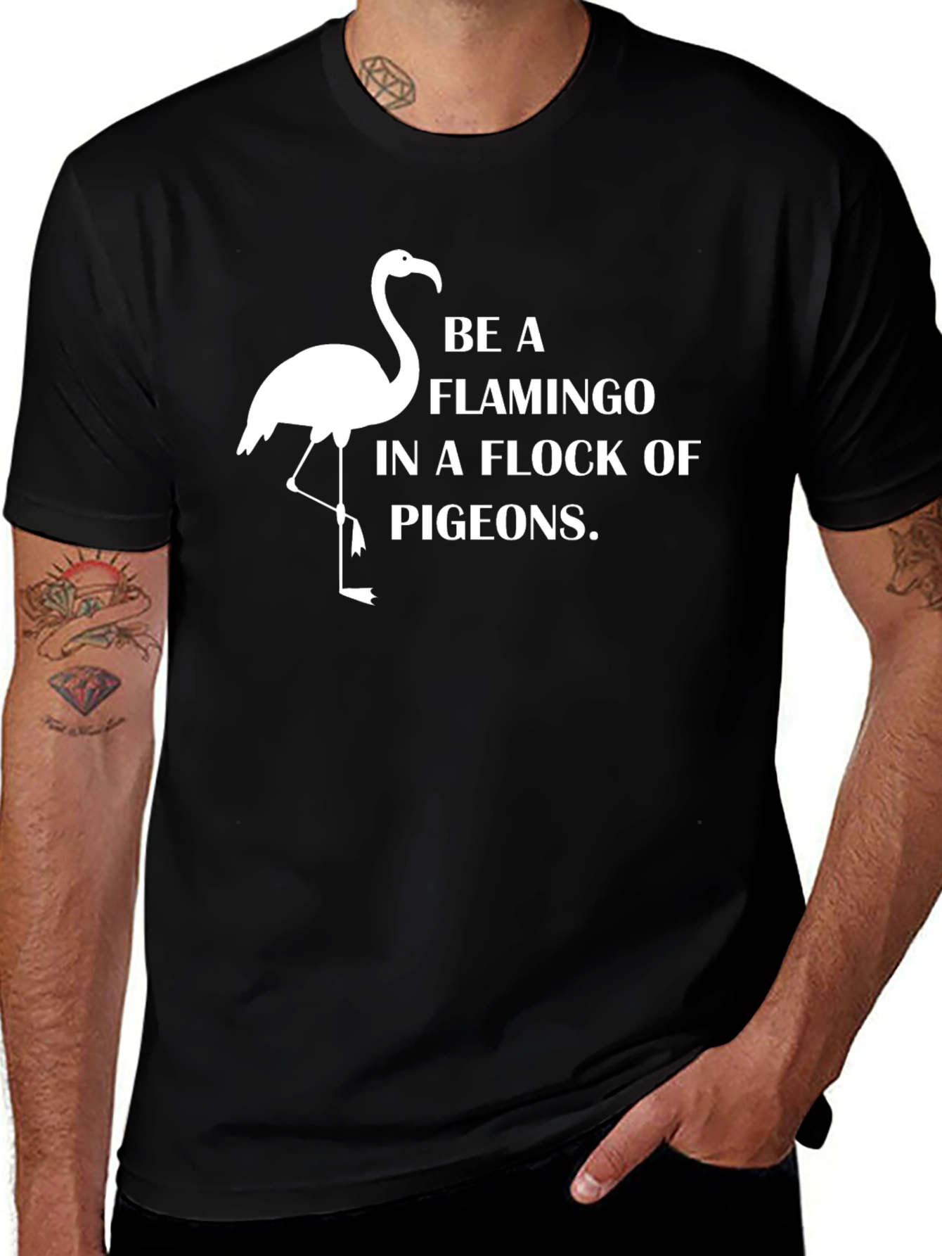 Be a Flamingo T-Shirt - Black Cotton Graphic Tee