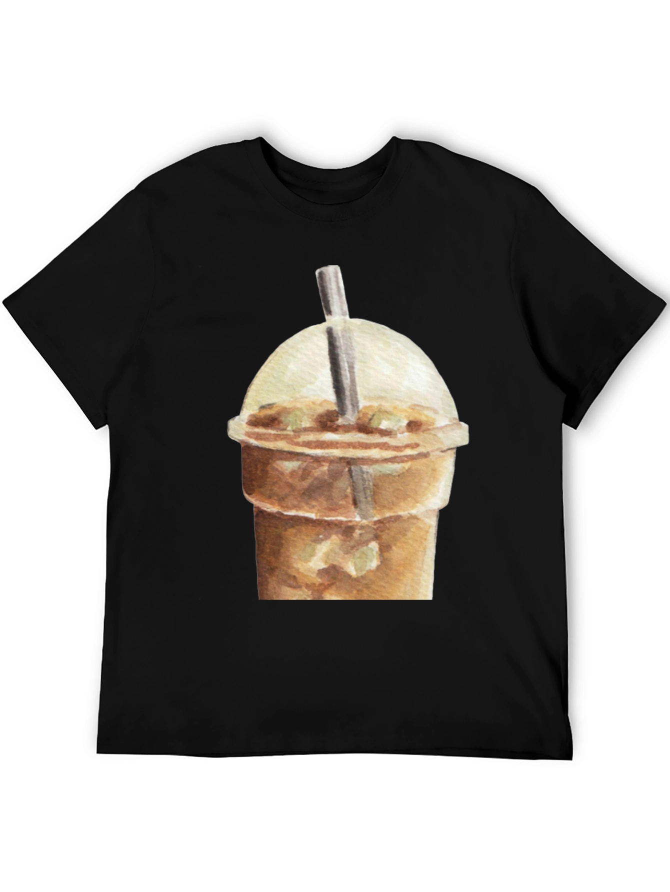 Iced Coffee Graphic Tee - Casual Black T-Shirt