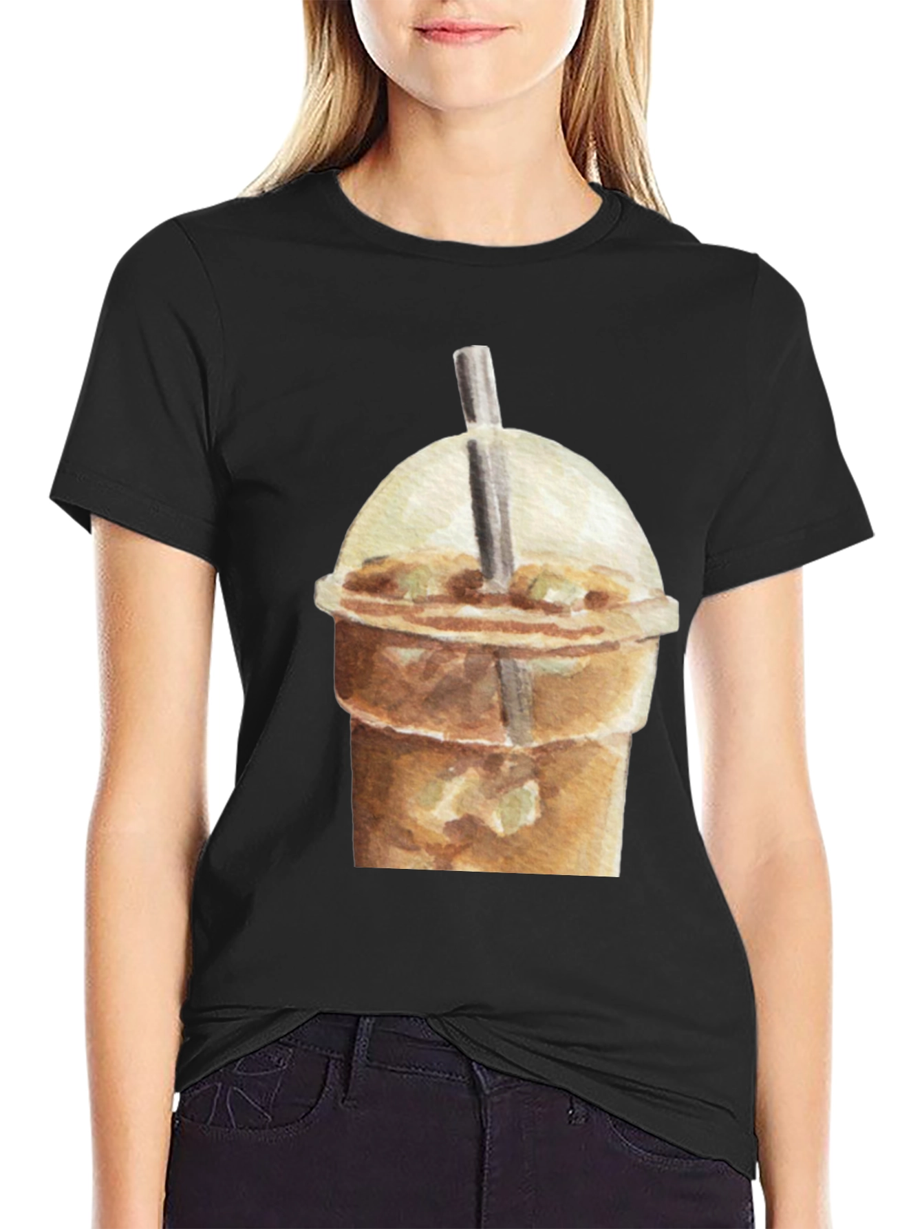 Iced Coffee Graphic Tee - Casual Black T-Shirt
