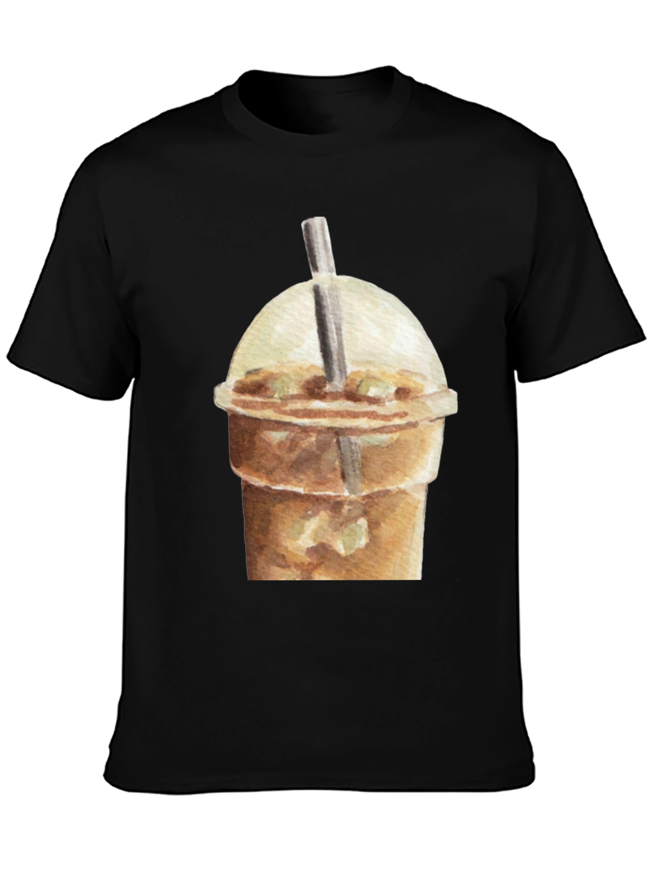 Iced Coffee Graphic Tee - Casual Black T-Shirt