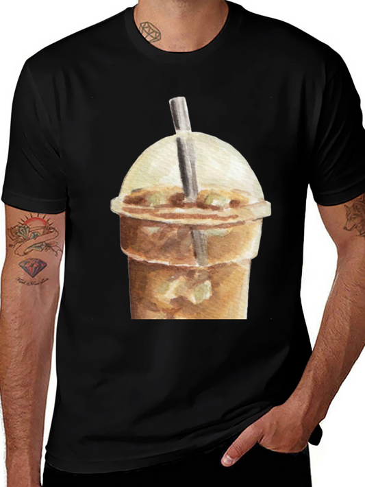 Iced Coffee Graphic Tee - Casual Black T-Shirt