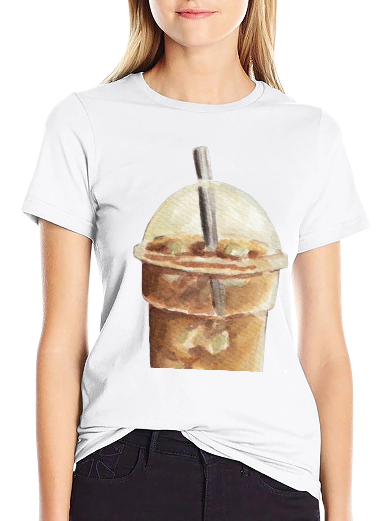Iced Coffee Graphic Tee - Casual Black T-Shirt