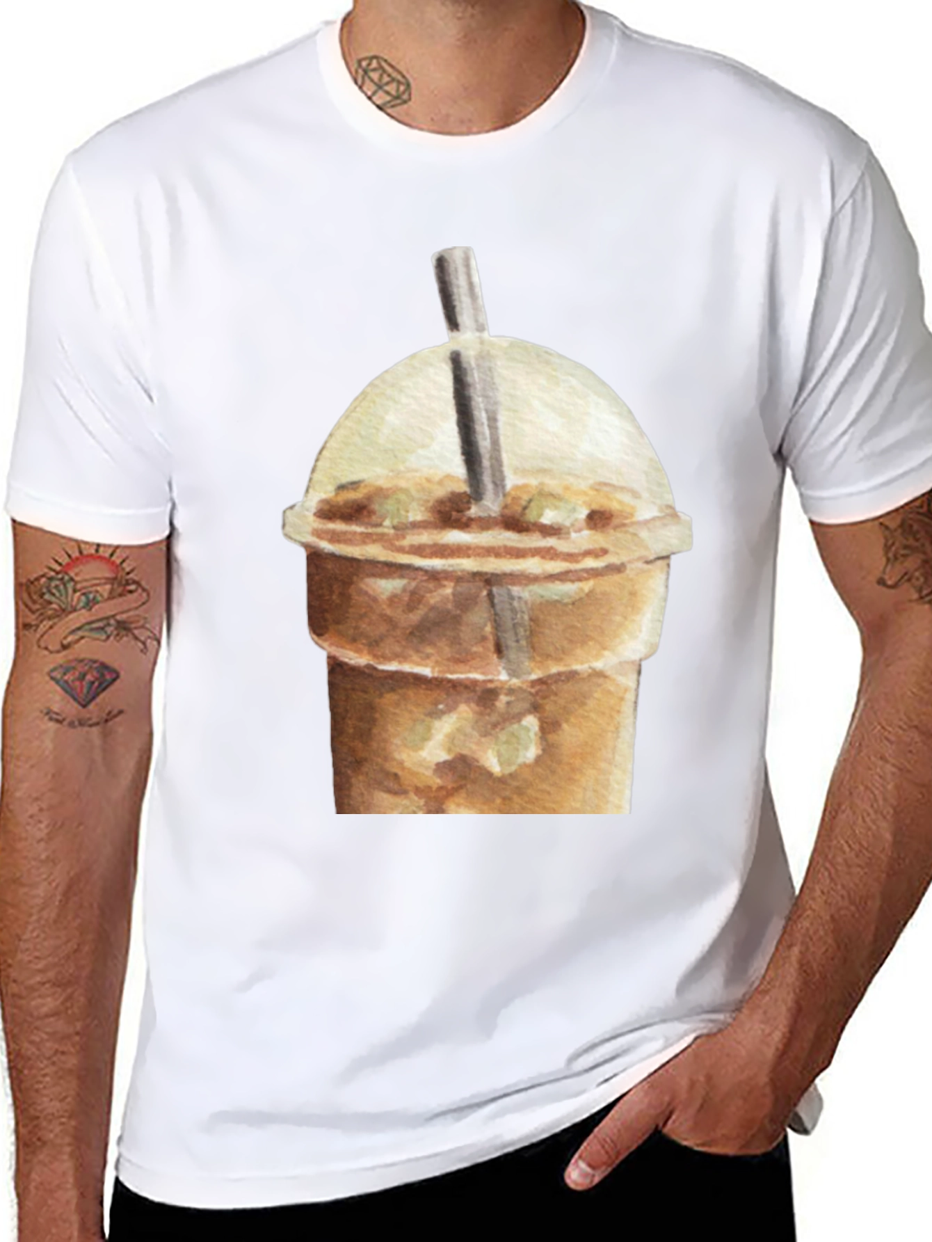 Iced Coffee Graphic Tee - Casual Black T-Shirt