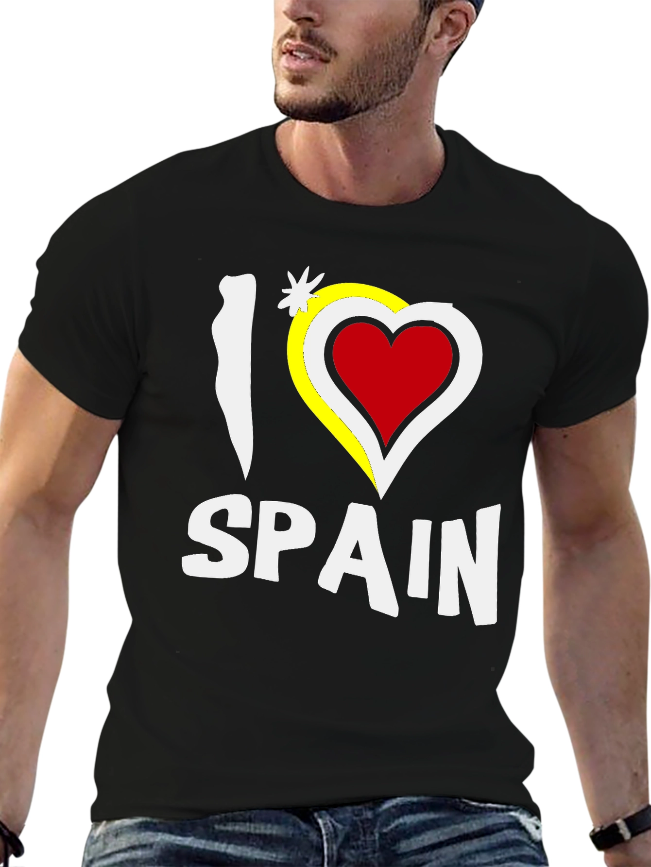 I Love Spain Black Graphic T-Shirt