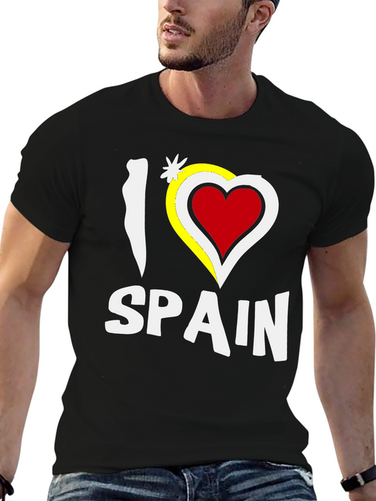 I Love Spain Black Graphic T-Shirt
