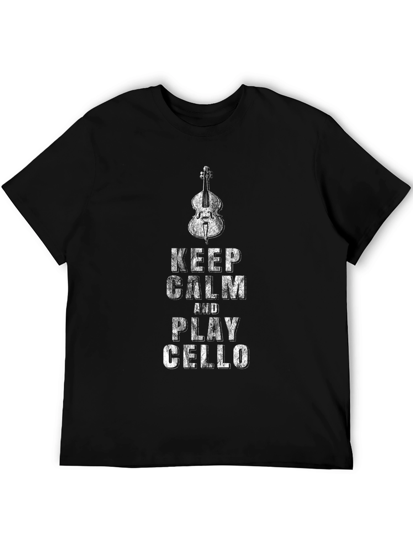 Keep Calm and Play Cello Black Graphic T-Shirt