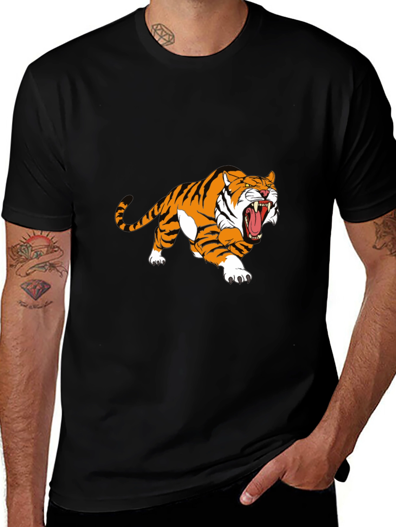 Tiger Graphic Print Black T-Shirt