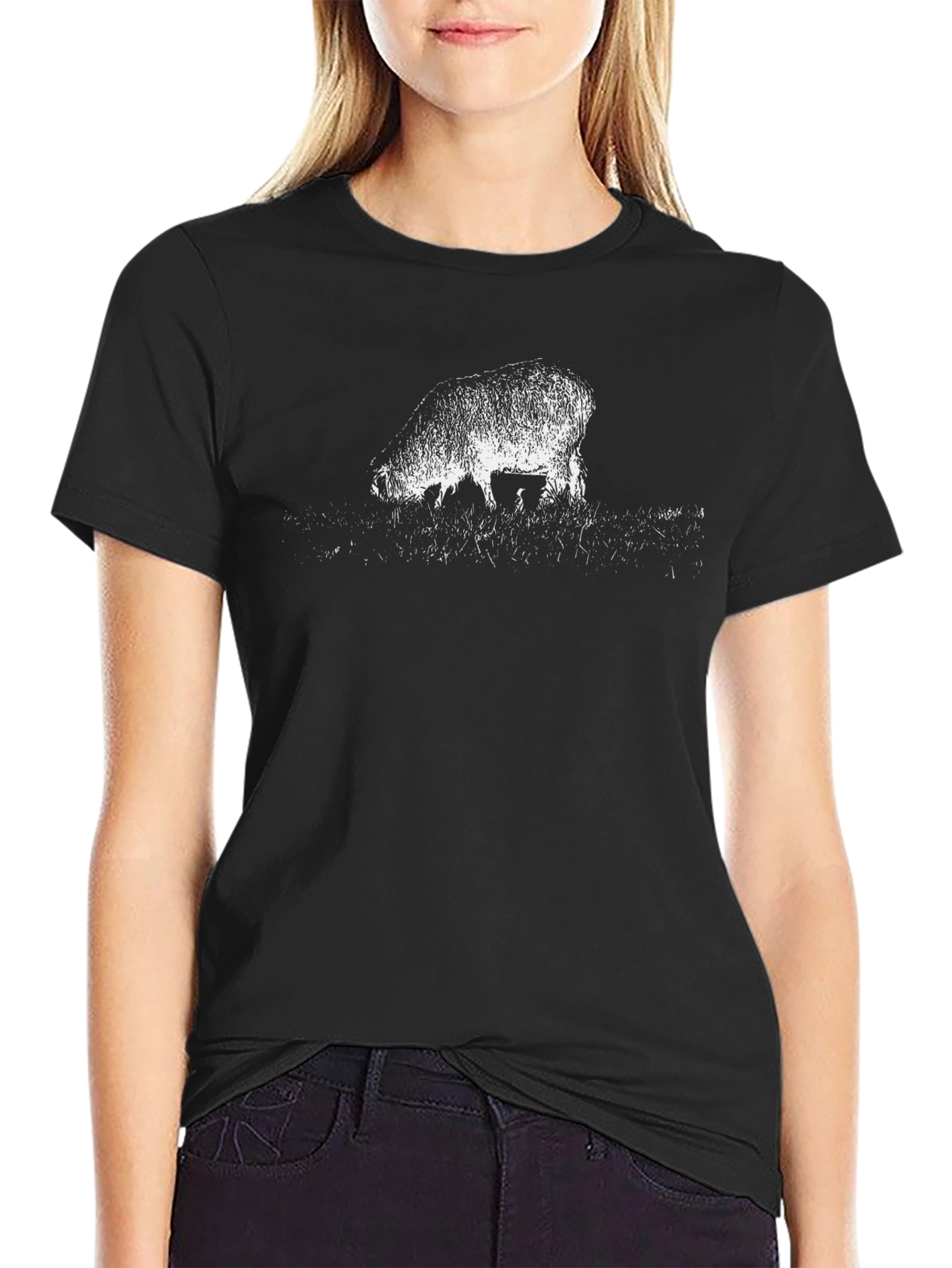 Sheep Graphic T-Shirt - Stylish Black Cotton Tee