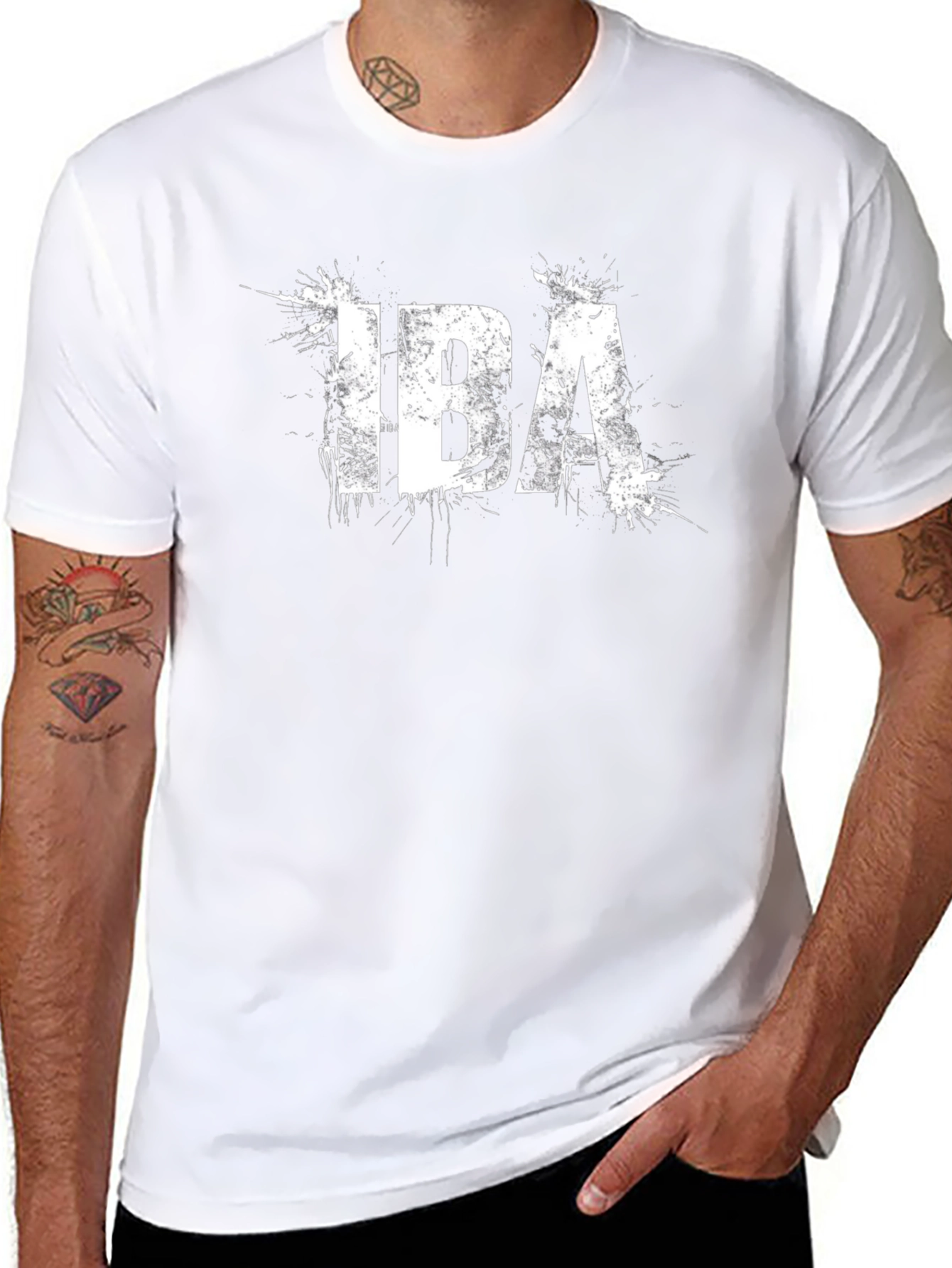 IBA Splatter Graphic Tee - Trendy Black T-Shirt