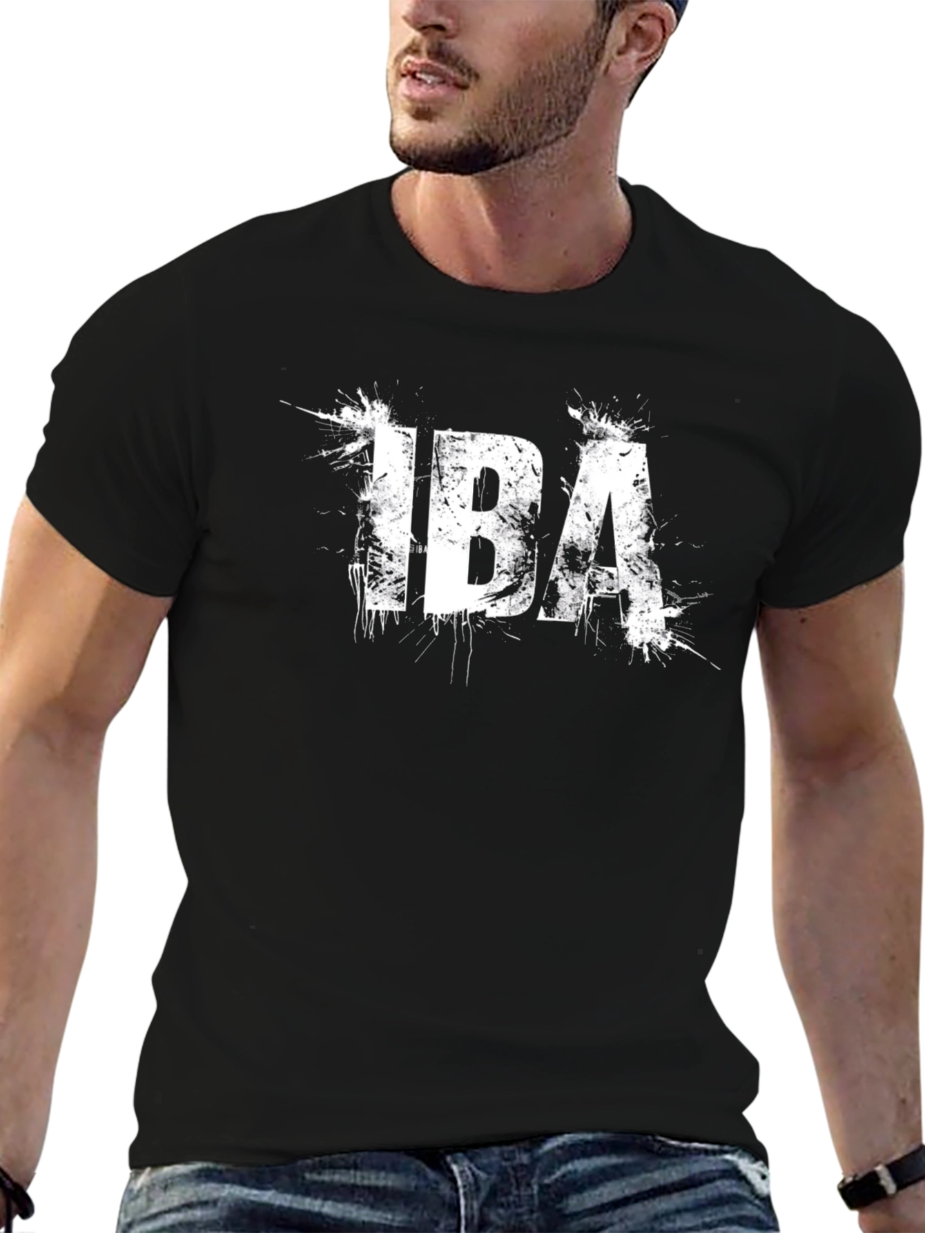 IBA Splatter Graphic Tee - Trendy Black T-Shirt