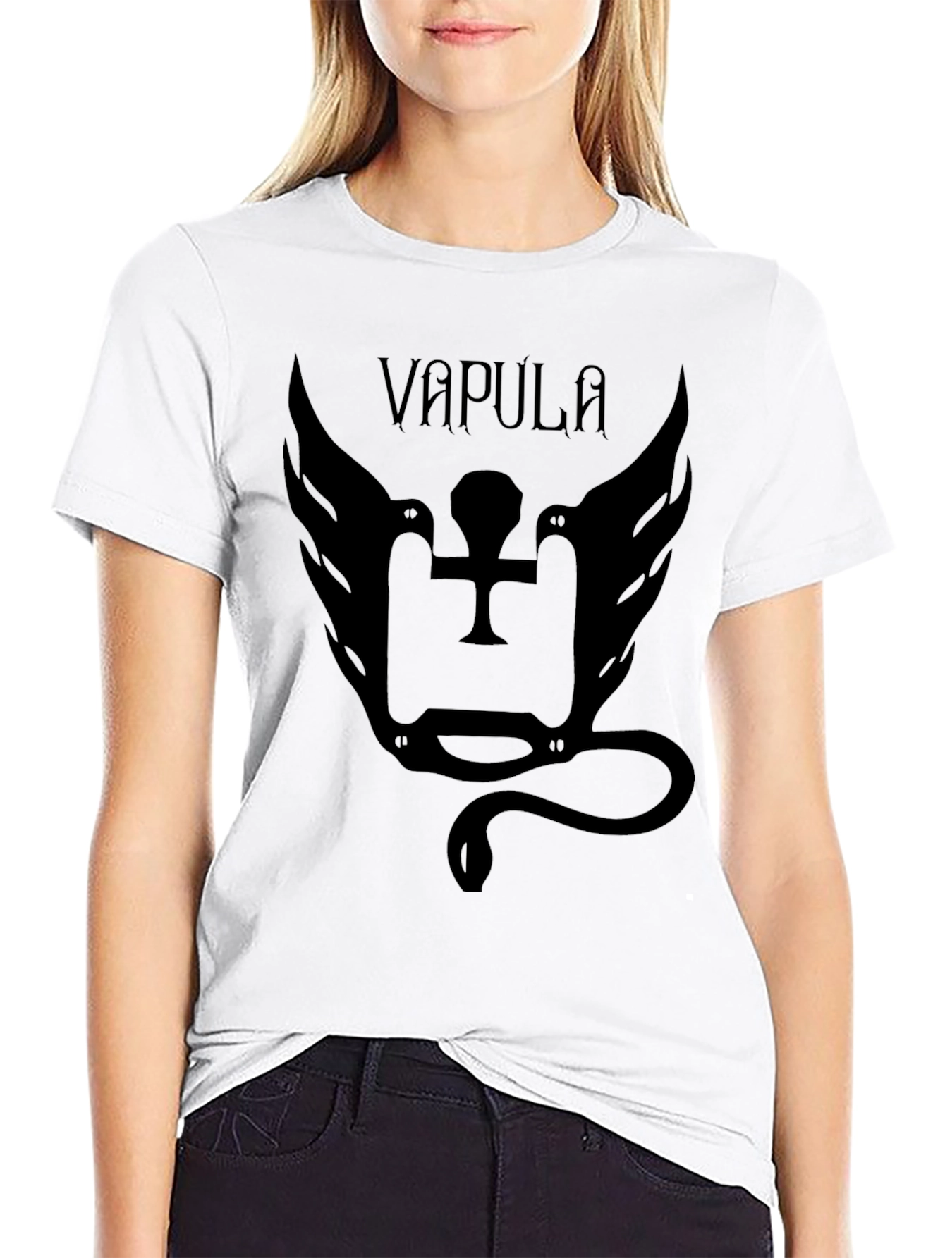 Vapula Graphic Tee - Gothic Style Black T-Shirt