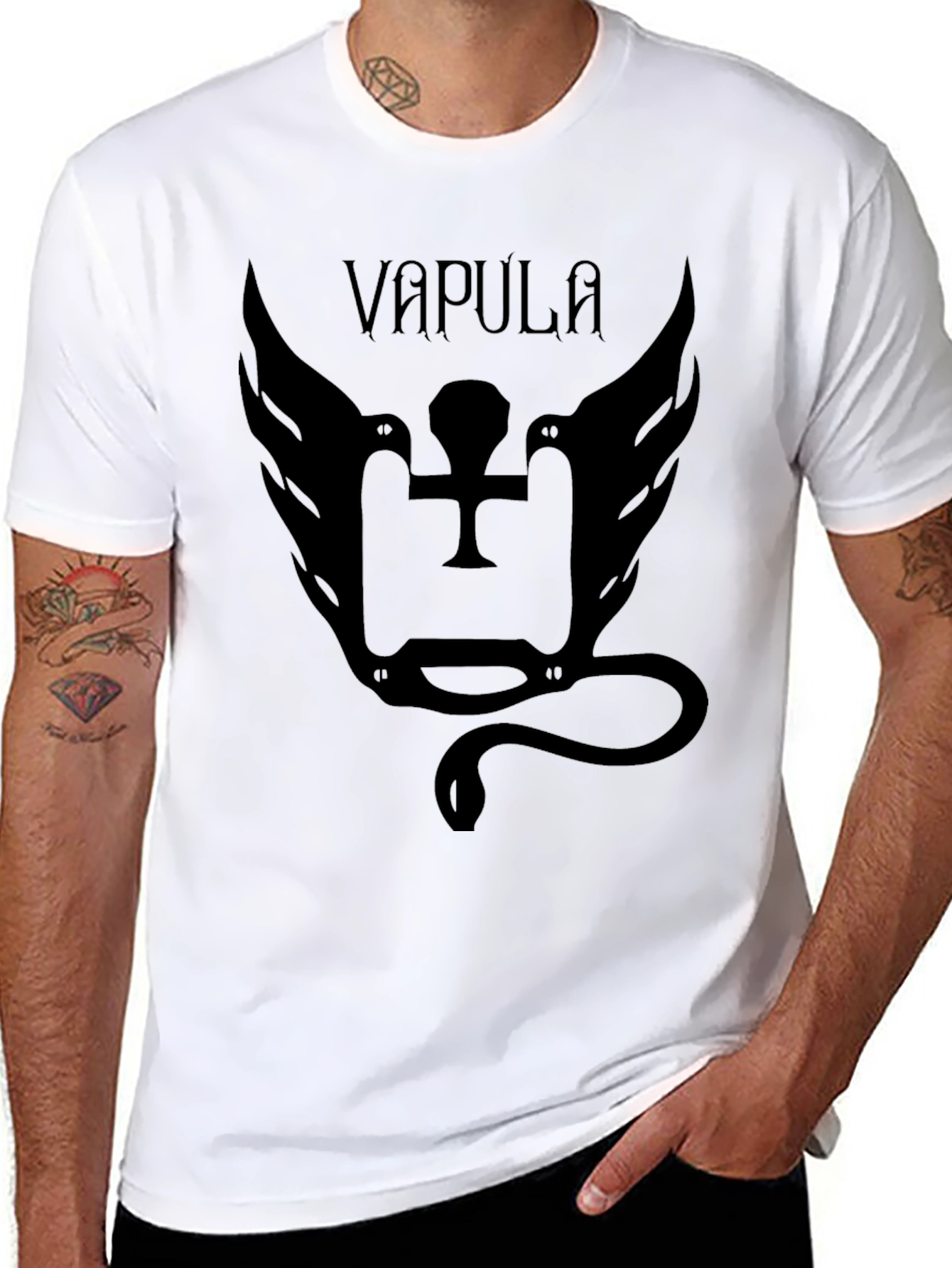 Vapula Graphic Tee - Gothic Style Black T-Shirt