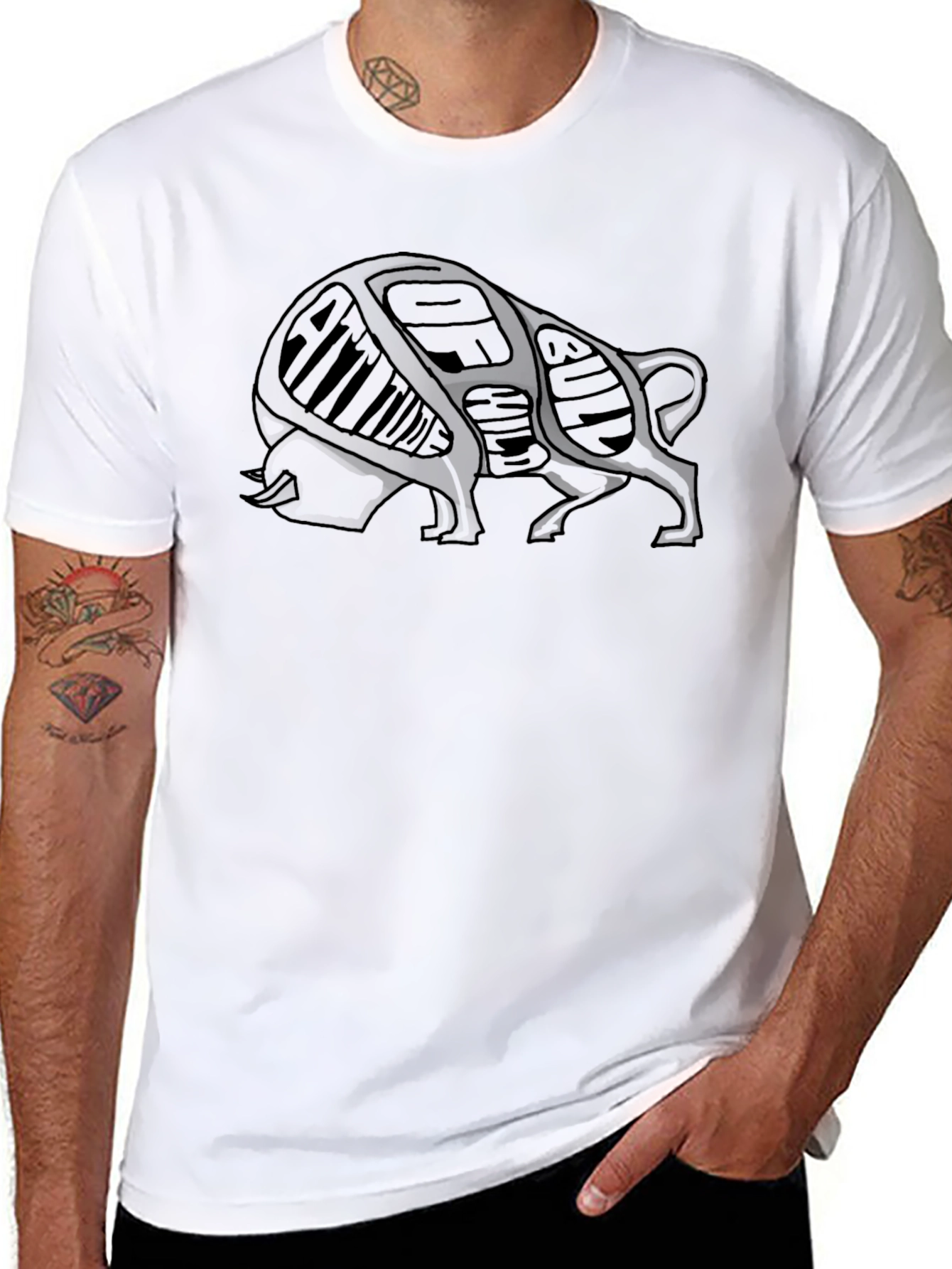 Attitude of a Bull Mens Black T-Shirt
