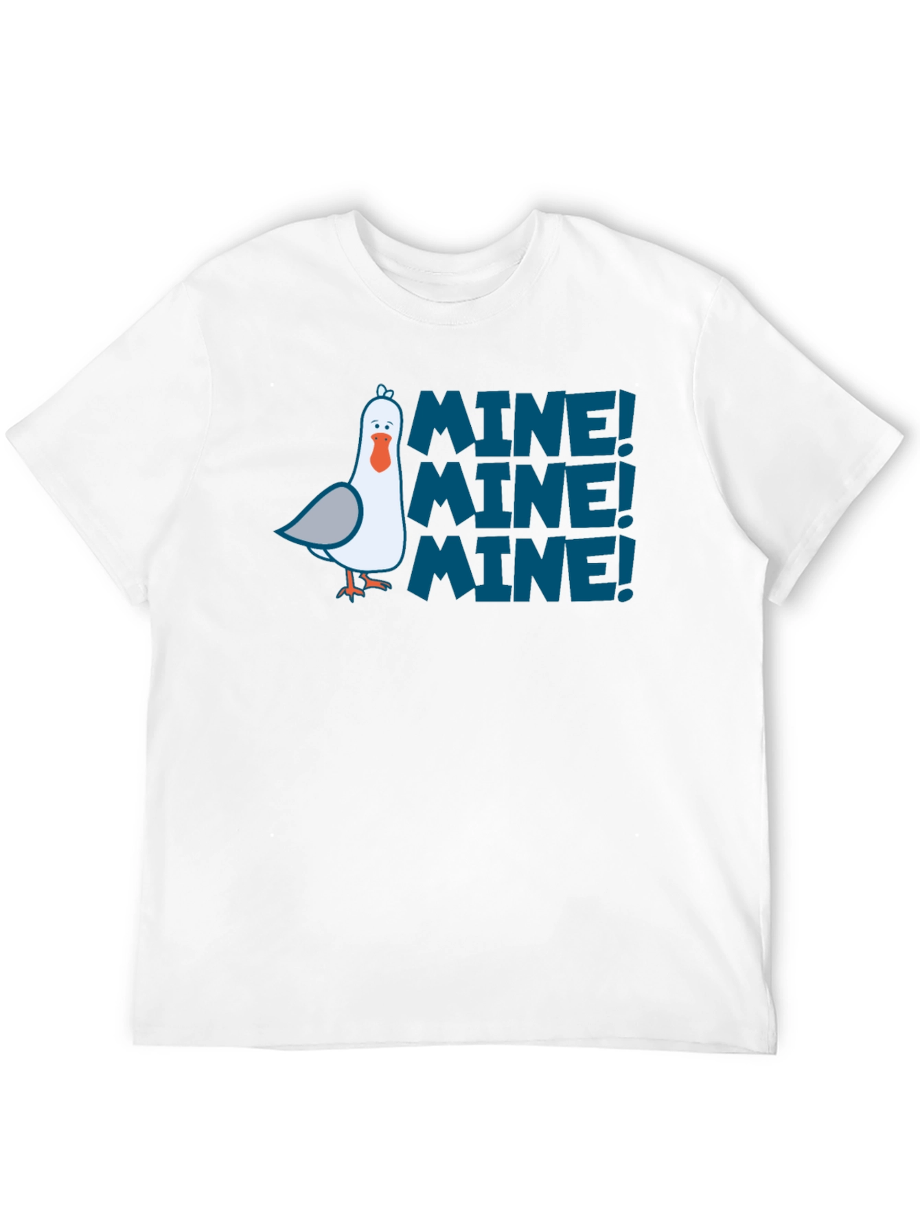 Mine! Graphic Print T-Shirt - Black Funny Seagull Design